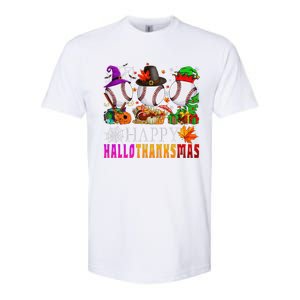 Happy Hallothanksmas Baseball Halloween Thanksgiving Xmas Softstyle CVC T-Shirt