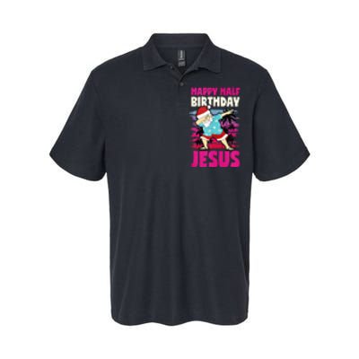 Happy Half Birthday Jesus Dabbing Santa Christmas In July Softstyle Adult Sport Polo