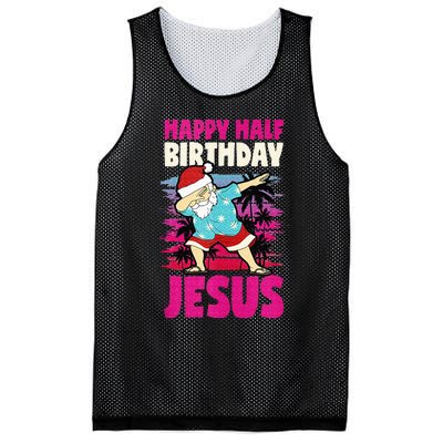 Happy Half Birthday Jesus Dabbing Santa Christmas In July Mesh Reversible Basketball Jersey Tank