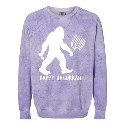 Happy Hanukkah Bigfoot Funny Gift Colorblast Crewneck Sweatshirt