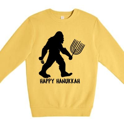 Happy Hanukkah Bigfoot Funny Gift Premium Crewneck Sweatshirt