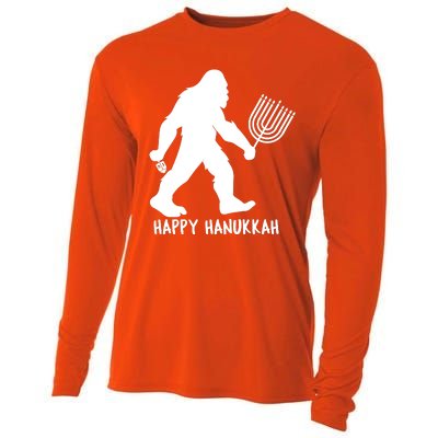 Happy Hanukkah Bigfoot Funny Gift Cooling Performance Long Sleeve Crew