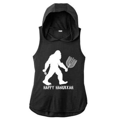 Happy Hanukkah Bigfoot Funny Gift Ladies PosiCharge Tri-Blend Wicking Draft Hoodie Tank