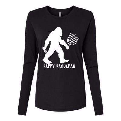 Happy Hanukkah Bigfoot Funny Gift Womens Cotton Relaxed Long Sleeve T-Shirt