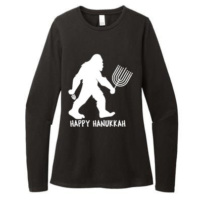 Happy Hanukkah Bigfoot Funny Gift Womens CVC Long Sleeve Shirt