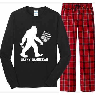 Happy Hanukkah Bigfoot Funny Gift Long Sleeve Pajama Set