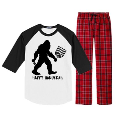 Happy Hanukkah Bigfoot Funny Gift Raglan Sleeve Pajama Set