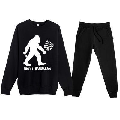 Happy Hanukkah Bigfoot Funny Gift Premium Crewneck Sweatsuit Set