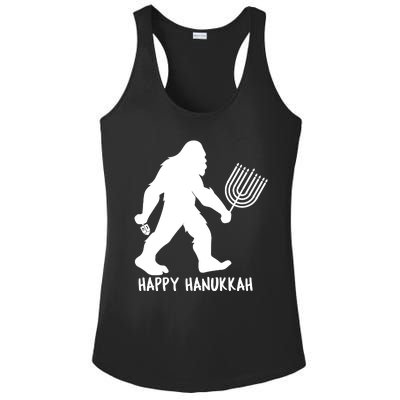 Happy Hanukkah Bigfoot Funny Gift Ladies PosiCharge Competitor Racerback Tank