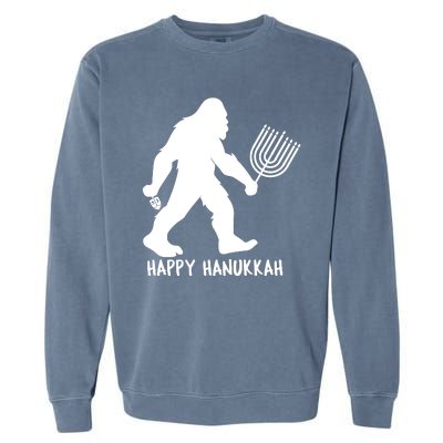 Happy Hanukkah Bigfoot Funny Gift Garment-Dyed Sweatshirt