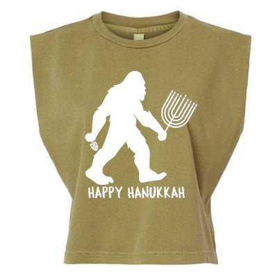 Happy Hanukkah Bigfoot Funny Gift Garment-Dyed Women's Muscle Tee