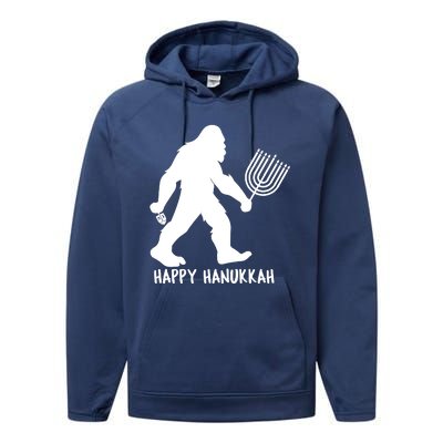 Happy Hanukkah Bigfoot Funny Gift Performance Fleece Hoodie