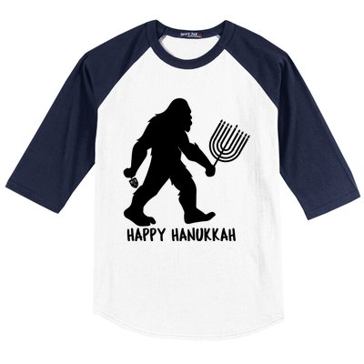 Happy Hanukkah Bigfoot Funny Gift Baseball Sleeve Shirt