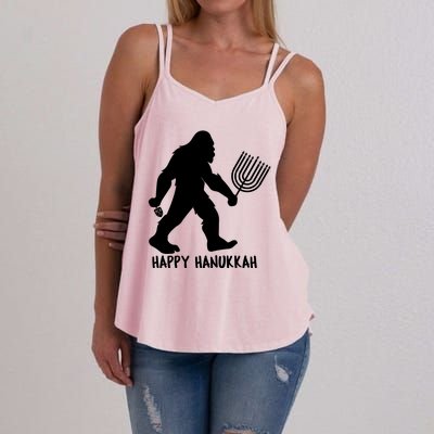 Happy Hanukkah Bigfoot Funny Gift Women's Strappy Tank