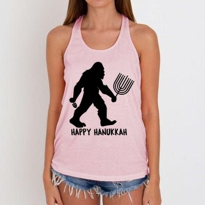 Happy Hanukkah Bigfoot Funny Gift Women's Knotted Racerback Tank