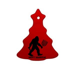 Happy Hanukkah Bigfoot Funny Gift Ceramic Tree Ornament