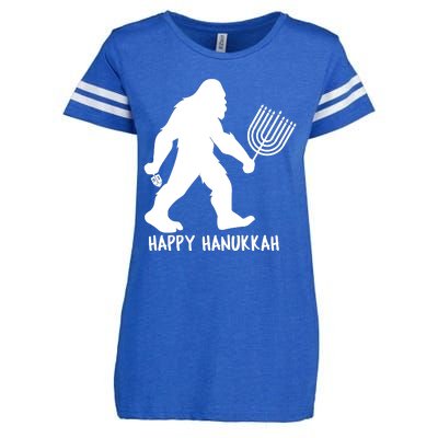 Happy Hanukkah Bigfoot Funny Gift Enza Ladies Jersey Football T-Shirt