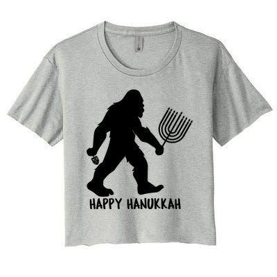 Happy Hanukkah Bigfoot Funny Gift Women's Crop Top Tee