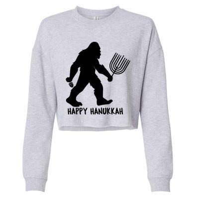 Happy Hanukkah Bigfoot Funny Gift Cropped Pullover Crew