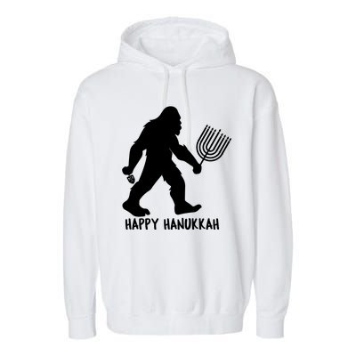 Happy Hanukkah Bigfoot Funny Gift Garment-Dyed Fleece Hoodie