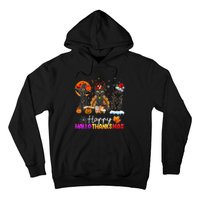 Happy Hallothanksmas Black Cat Halloween Thanksgiving Xmas Hoodie