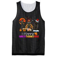 Happy Hallothanksmas Black Cat Halloween Thanksgiving Xmas Mesh Reversible Basketball Jersey Tank