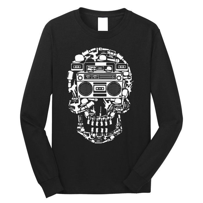 Hip Hop Boombox Hiphop Boombox Skull Bboy Breakdancing Rap Long Sleeve Shirt