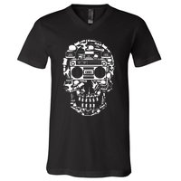 Hip Hop Boombox Hiphop Boombox Skull Bboy Breakdancing Rap V-Neck T-Shirt