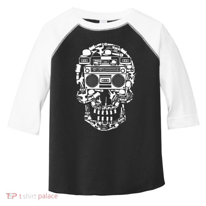 Hip Hop Boombox Hiphop Boombox Skull Bboy Breakdancing Rap Toddler Fine Jersey T-Shirt