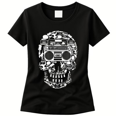 Hip Hop Boombox Hiphop Boombox Skull Bboy Breakdancing Rap Womens T-Shirt