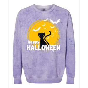 Happy Halloween Black Cat Spooky Colorblast Crewneck Sweatshirt