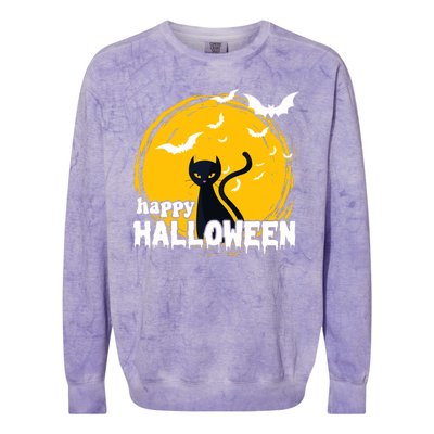 Happy Halloween Black Cat Spooky Colorblast Crewneck Sweatshirt