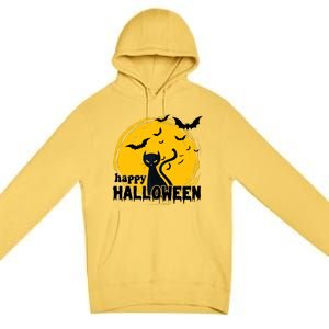 Happy Halloween Black Cat Spooky Premium Pullover Hoodie