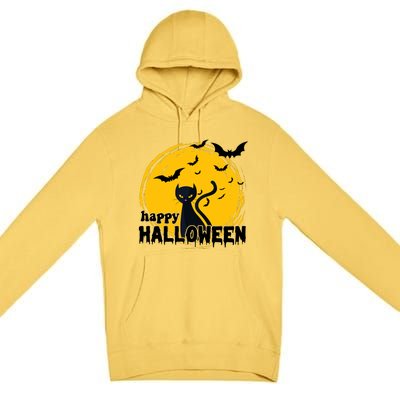 Happy Halloween Black Cat Spooky Premium Pullover Hoodie