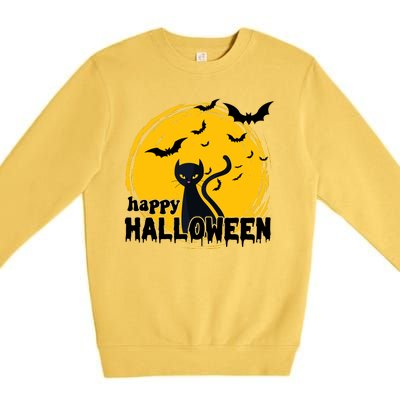 Happy Halloween Black Cat Spooky Premium Crewneck Sweatshirt