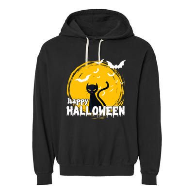 Happy Halloween Black Cat Spooky Garment-Dyed Fleece Hoodie