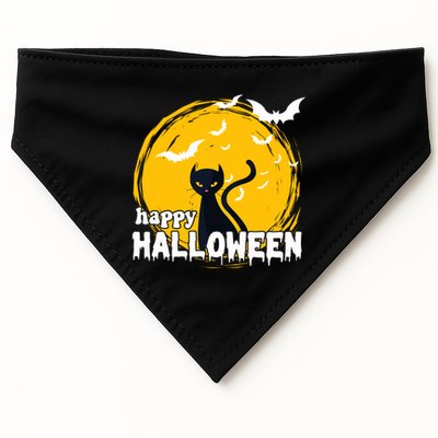 Happy Halloween Black Cat Spooky USA-Made Doggie Bandana
