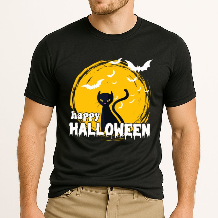 Happy Halloween Black Cat Spooky Cooling Performance Crew T-Shirt