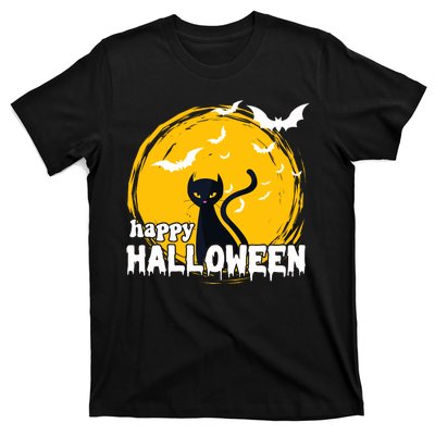 Happy Halloween Black Cat Spooky T-Shirt