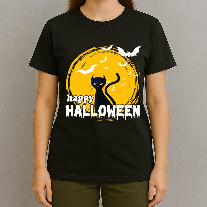 Happy Halloween Black Cat Spooky T-Shirt