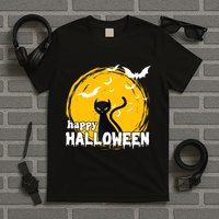 Happy Halloween Black Cat Spooky T-Shirt