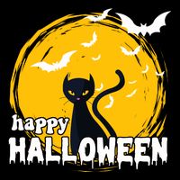 Happy Halloween Black Cat Spooky T-Shirt