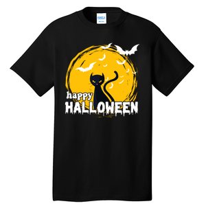 Happy Halloween Black Cat Spooky Tall T-Shirt