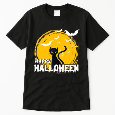 Happy Halloween Black Cat Spooky Tall T-Shirt
