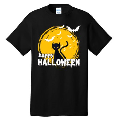 Happy Halloween Black Cat Spooky Tall T-Shirt