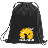 Happy Halloween Black Cat Spooky Sweatshirt Cinch Pack Bag