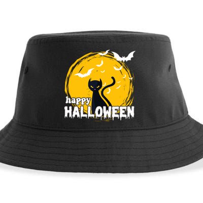 Happy Halloween Black Cat Spooky Sustainable Bucket Hat