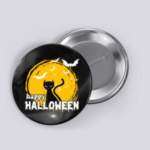 Happy Halloween Black Cat Spooky Button