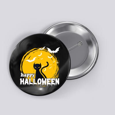 Happy Halloween Black Cat Spooky Button