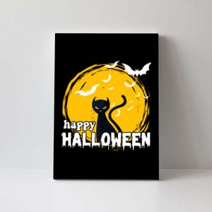 Happy Halloween Black Cat Spooky Canvas